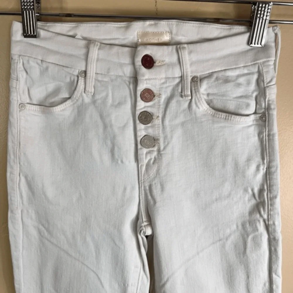Mother Jeans Womens The Pixie White Denim Button Fly Jean Size 24 Beach Vacation